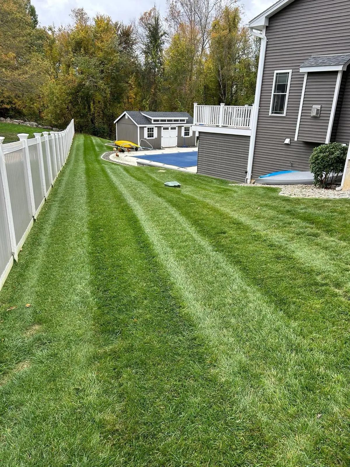 Fresh stripes along the pool fence